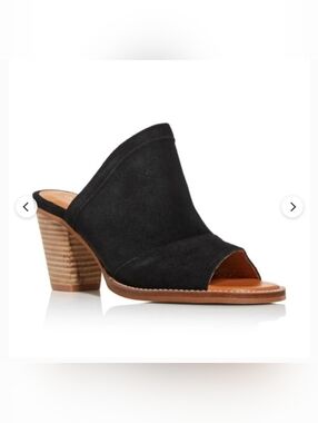 Andre Assous Black Suede Open-Toe Mule Heels - Women Size 8